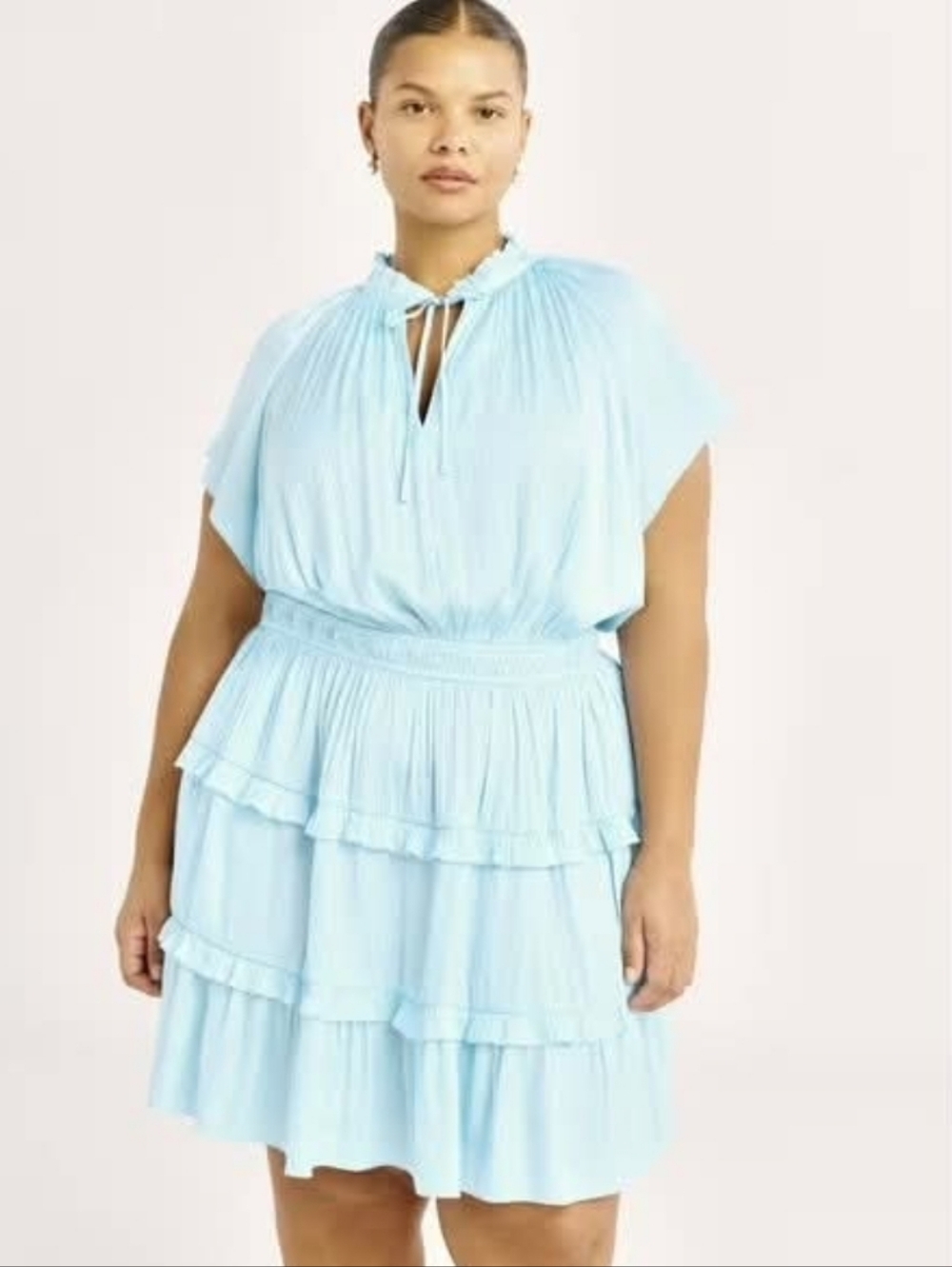 Scoop Light Blue Tiered Ruffle Dress, NWT - Picture 2 of 2